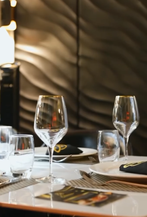 Elegant glassware table setting
